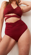 Nova Bottom - Gathered V High Waist Shorts Recycled Wine