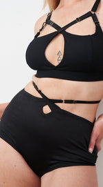 Bailey Bottom - Adjustable Cut Out High Waist Bottoms Recycled  Black