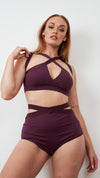 Tara High Waist - Strappy Scrunch High Waist Bottoms Recycled Mulberry