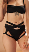 Iris Low Waist - Cross Over Low Waist Garter Shorts Recycled Black