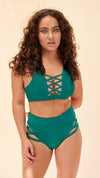 Alexi Top - Criss Cross High Neck Racerback Top Green