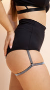 Lure You High Waist Diamante Garter Shorts