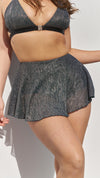 Free Flow High Waist Shorts in Silver Black Pleat
