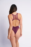 Lara Mesh Cut Out Bodysuit Mulberry