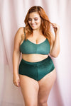 Lana High Waist Bottom - Velvet High Waist Bottoms Emerald