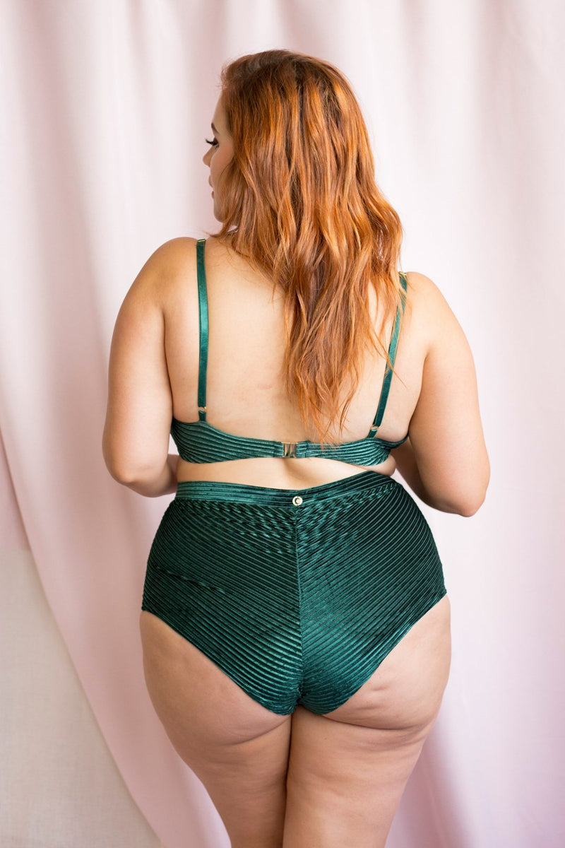 Lana High Waist Bottom - Velvet High Waist Bottoms Emerald