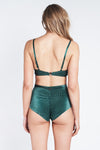 Lana Top - V-Neck Velvet Sports Bra Emerald