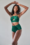 Cleo Bra - Cross Over Cut Out Bra Recycled Moss Green