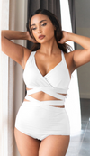 Tara High Waist - Strappy Scrunch High Waist Bottoms White