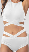 Tara Low Waist - Strappy Scrunch Low Waist Bottoms White