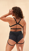 Follow Me Bra - Front Clasp Strappy Triangle Bra Crystal Black