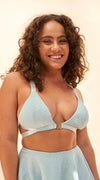 Follow Me Bra - Front Clasp Strappy Triangle Bra Crystal Blue