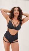 Lily Bra - Strappy Criss Cross Triangle Bra Crystal Black