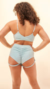 Lure You Shorts - High Waist Scrunch Garter Shorts Crystal Blue