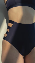 Clover Side Strap High Waist Bottoms Navy