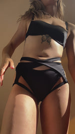 Iris Low Waist - Cross Over Low Waist Garter Shorts Recycled Black