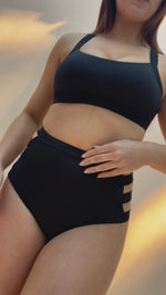 Clover Side Strap High Waist Bottoms Black