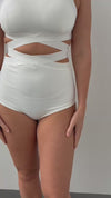 Tara High Waist - Strappy Scrunch High Waist Bottoms White