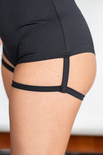 Zena Bottom - Adjustable Garter Overall Shorts Black