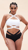 Renee Top - Cross Over Halter Neck Crop Bra Recycled White