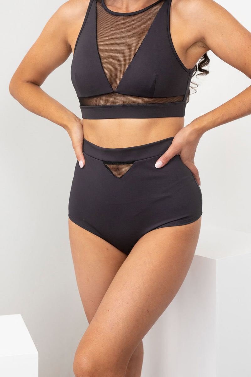 Addison Bottom - Mesh Cut Out High Waist Bottoms Recycled