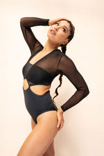 Diana Bodysuit - Mesh Cut Out Long Sleeve Bodysuit Recycled