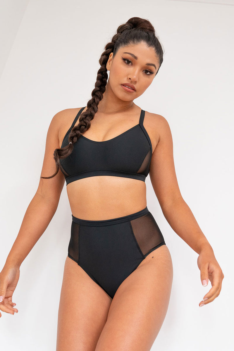 Bellani Bottom - Mesh Panelled High Waist Bottom Recycled