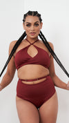 Hannah High Waist - Adjustable Cut Out Scrunch High Waist Bottom Recycled Burgundy