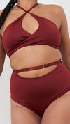 Sage Top - Cut Out Twist Halter Top Recycled Burgundy