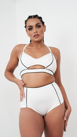 Missy High Waist - Piping Detail High Waist Recycled Bottom White