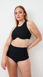 Zoey Top - Ribbed Underwire Crop Black