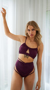 Analia Bra - Ruched Criss Cross Scoop Neck Bra Recycled Mulberry