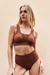 Leah High Waist - Shaping Breathable Bottoms Recycled Choco