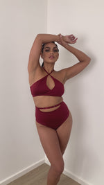 Hannah High Waist - Adjustable Cut Out Scrunch High Waist Bottom Recycled Burgundy