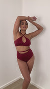 Sage Top - Cut Out Twist Halter Top Recycled Burgundy