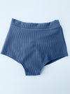 High Waist Shorts - Basic Scrunch Shorts Ribbed Steel Blue