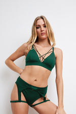 Lily Bra - Strappy Criss Cross Triangle Bra Recycled Moss Green