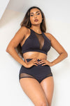 Midnight High Waist - Mesh Cut Out High Waist Bottoms Recycled