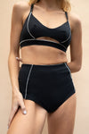 Missy High Waist - Piping Detail High Waist Recycled Bottom Black