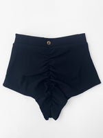 High Waist Shorts - Basic Scrunch Shorts Ribbed Black