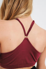 Sage Top - Cut Out Twist Halter Top Recycled Burgundy