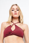 Sage Top - Cut Out Twist Halter Top Recycled Burgundy