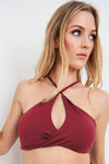 Sage Top - Cut Out Twist Halter Top Recycled Burgundy