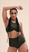 Zoey Top - Ribbed Underwire Crop Olive